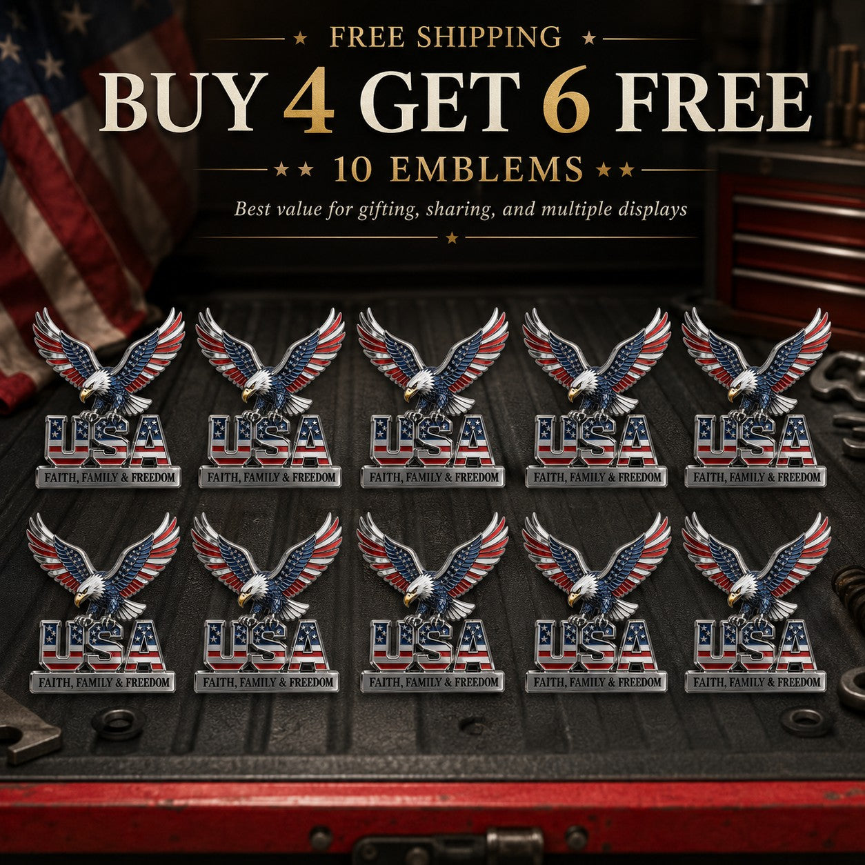 250th Anniversary 49% OFF - ★USA Faith, Family & Freedom★ Metal Emblem