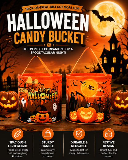 Halloween Candy Bucket – Reusable Trick-or-Treat Treat Bag