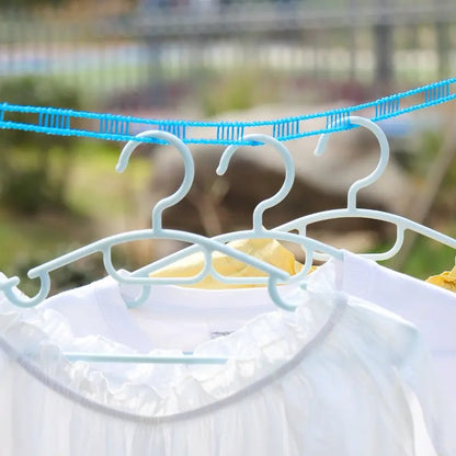 Adjustable Windproof Clothesline with Hooks