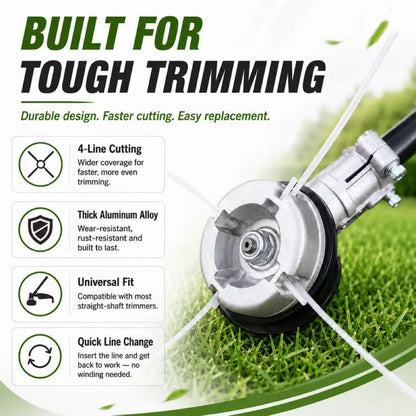 ⚙️ 50% OFF NOW! 🌿 Aluminum Trimmer Head – 4-Line Cutting & Universal Fit – Heavy-Duty & Easy Line Replacement 🏡