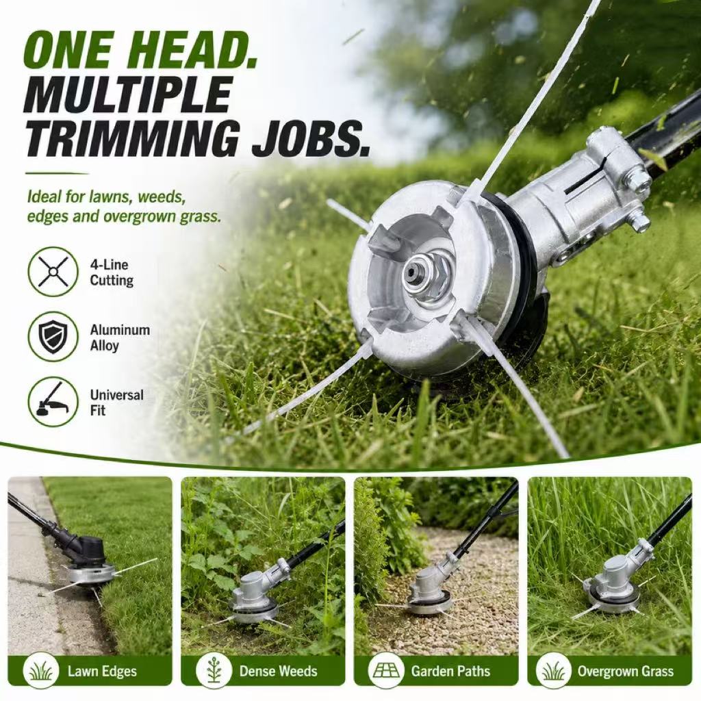 ⚙️ 50% OFF NOW! 🌿 Aluminum Trimmer Head – 4-Line Cutting & Universal Fit – Heavy-Duty & Easy Line Replacement 🏡
