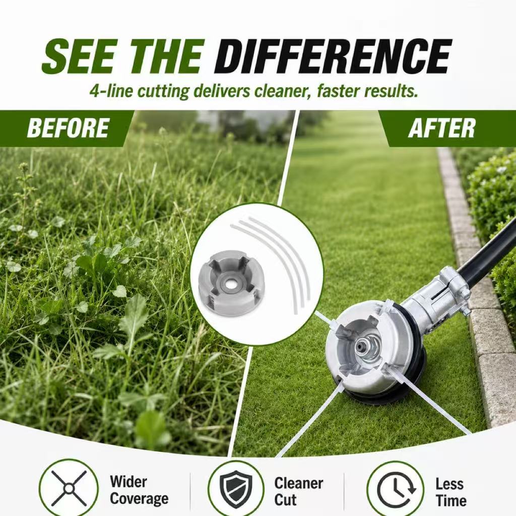 ⚙️ 50% OFF NOW! 🌿 Aluminum Trimmer Head – 4-Line Cutting & Universal Fit – Heavy-Duty & Easy Line Replacement 🏡