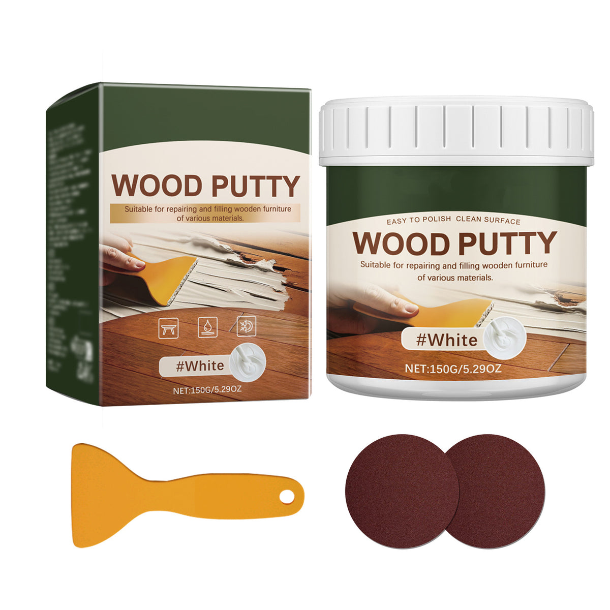 🚪Wood Repair Filler Putty – Fills Cracks & Chips, Smooths Surfaces, Blends with Dark Wood