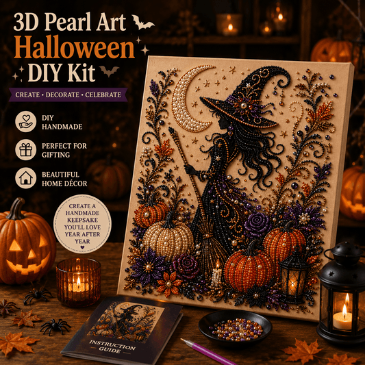 🎃 3D Pearl Art Halloween DIY Kit – Spooky Diamond Painting, All-in-One Supplies👻