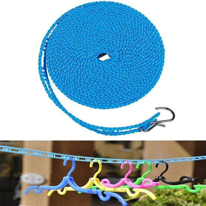 Adjustable Windproof Clothesline with Hooks
