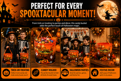 Halloween Candy Bucket – Reusable Trick-or-Treat Treat Bag
