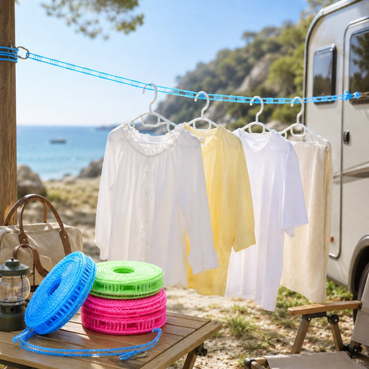 Adjustable Windproof Clothesline with Hooks