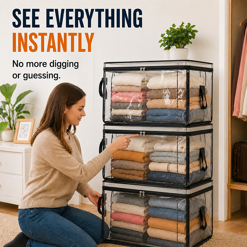 🔥Last Day 49% OFF📦Portable Large Heavy-Duty Thick Plastic Clear Storage Box