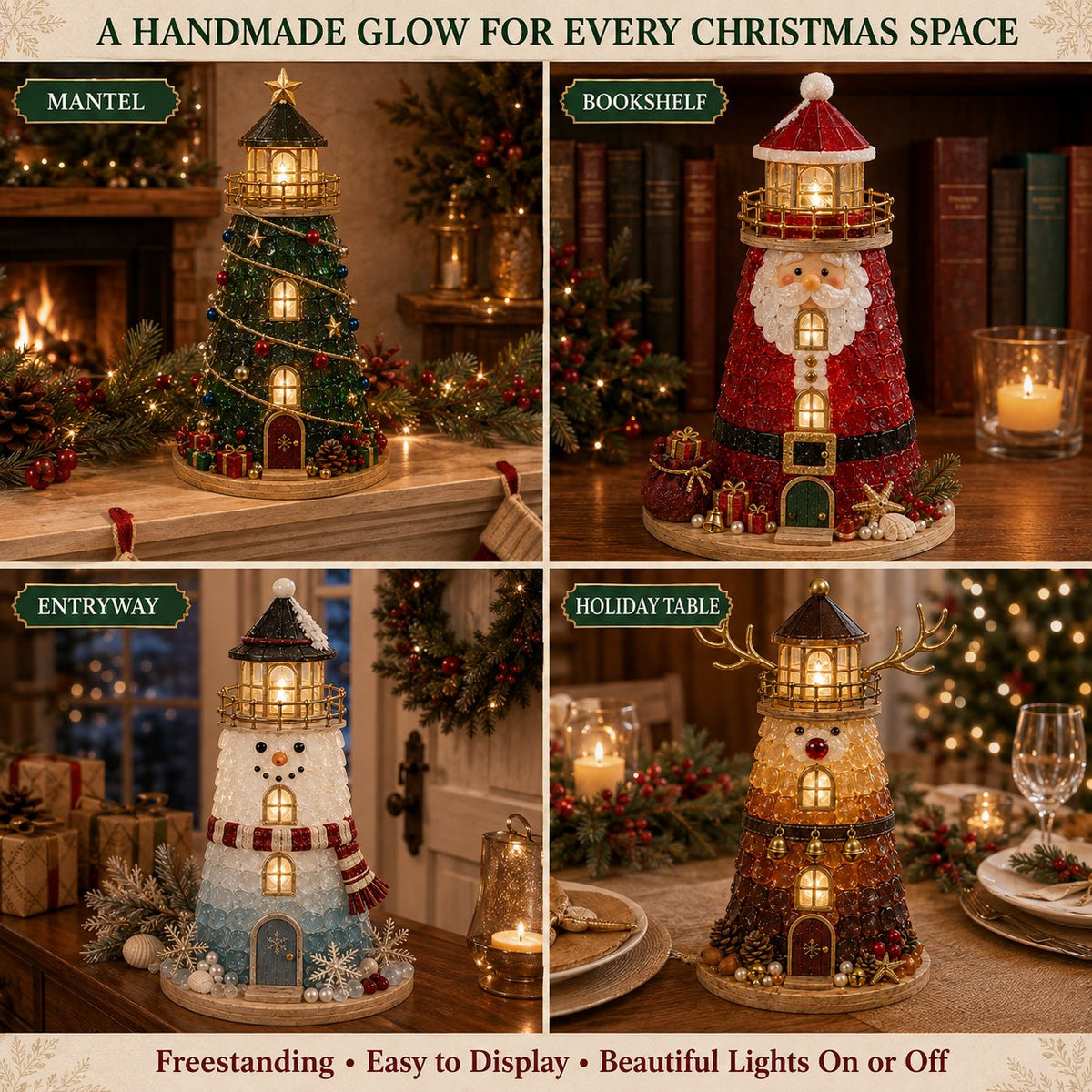 ✨Light‑Up Christmas Character Lighthouse | Complete DIY Craft Kit For Holiday Decor