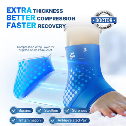 Ice Pack Wrap Wearable icepack Ankle Brace – Reusable Wrap for Sore Feet, Swelling & Daily Relief