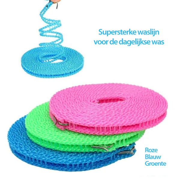 Adjustable Windproof Clothesline with Hooks