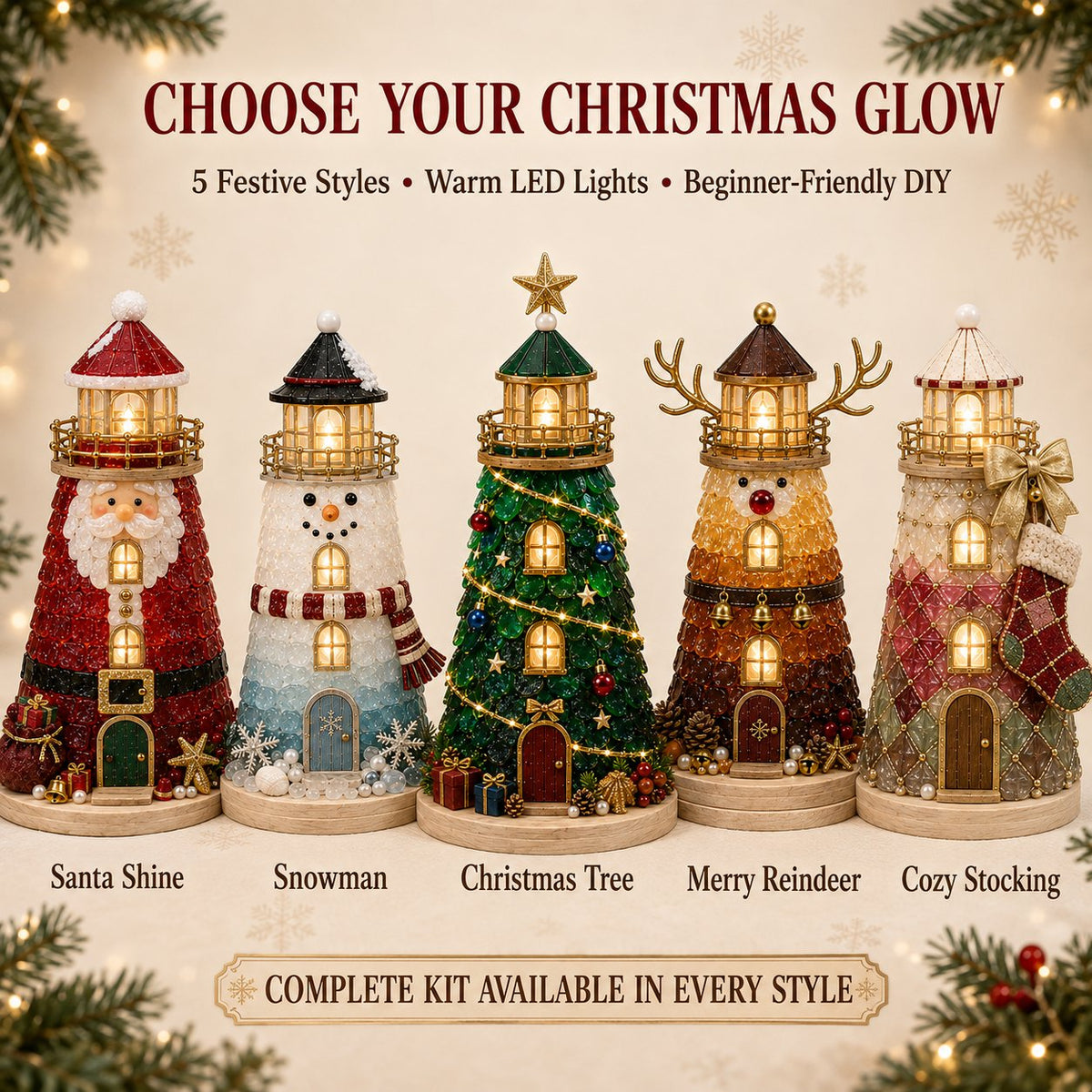 ✨Light‑Up Christmas Character Lighthouse | Complete DIY Craft Kit For Holiday Decor