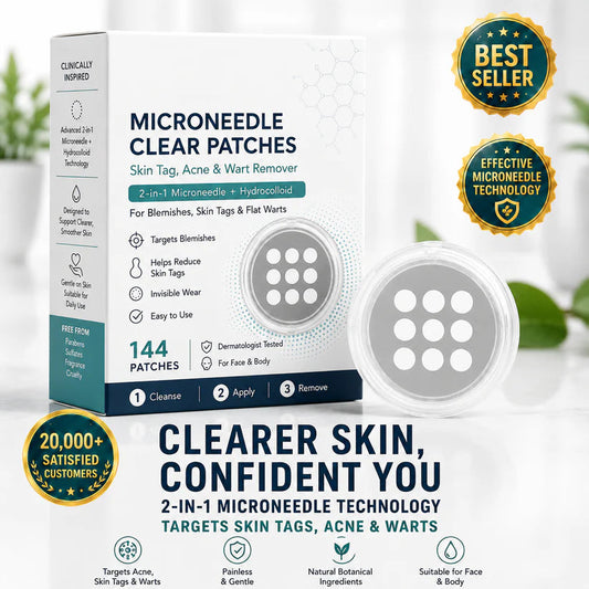 ✨2-in-1 Microneedle & Hydrocolloid Patch🍀| Removes Raised Moles, Acne, Flat Warts & Skin Tags | Helps Improve Wrinkles, Scars & Blemishes