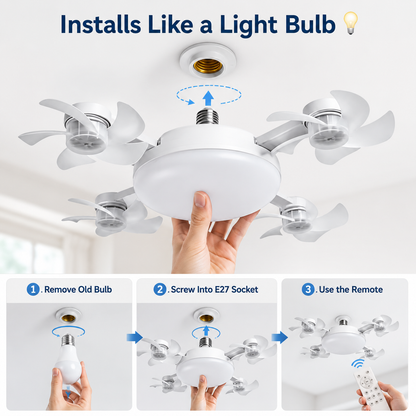 2-in-1 LED Fan Bulb with Remote Control for Bedroom, Kitchen & Home Cooling