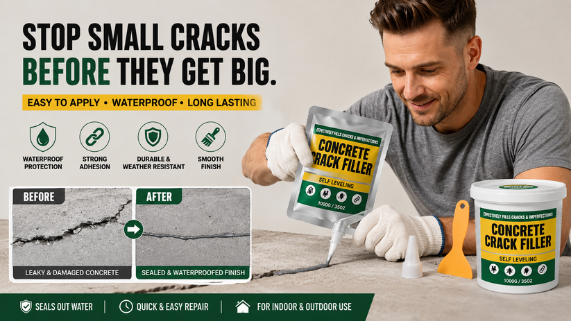Concrete Crack Filler waterproof crack repair before and after