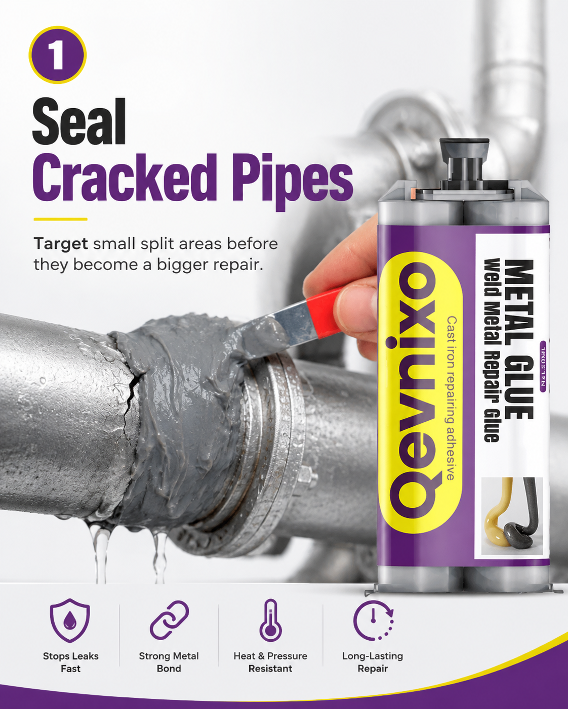 🥳2026 HOT SALE🥳💞50K+ SOLD!🚗💨 50% OFF! Weld Metal Repair Glue – Repairs exhaust pipes, metal pipes & more. Cures at room temp – sand, drill & paint after curing! 🌟💪