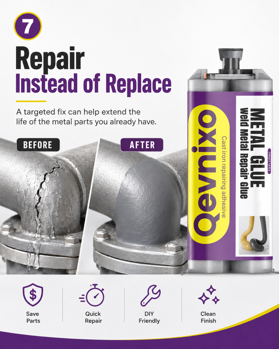 🥳2026 HOT SALE🥳💞50K+ SOLD!🚗💨 50% OFF! Weld Metal Repair Glue – Repairs exhaust pipes, metal pipes & more. Cures at room temp – sand, drill & paint after curing! 🌟💪