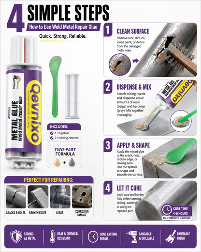 🥳2026 HOT SALE🥳💞50K+ SOLD!🚗💨 50% OFF! Weld Metal Repair Glue – Repairs exhaust pipes, metal pipes & more. Cures at room temp – sand, drill & paint after curing! 🌟💪