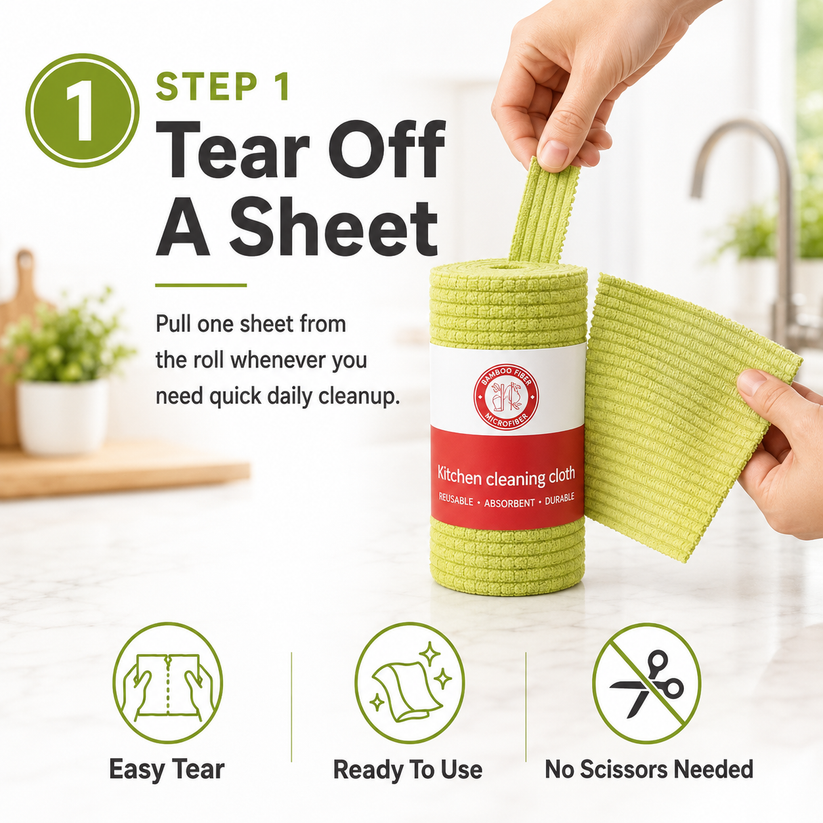 Tear off reusable cleaning cloth