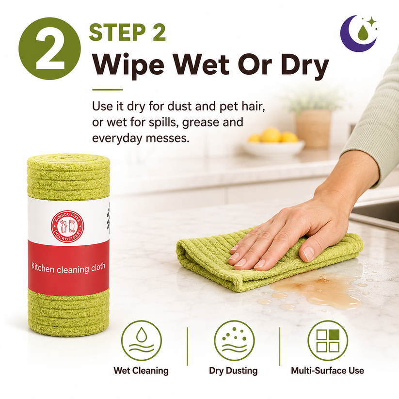 Cleaning cloth used wet or dry