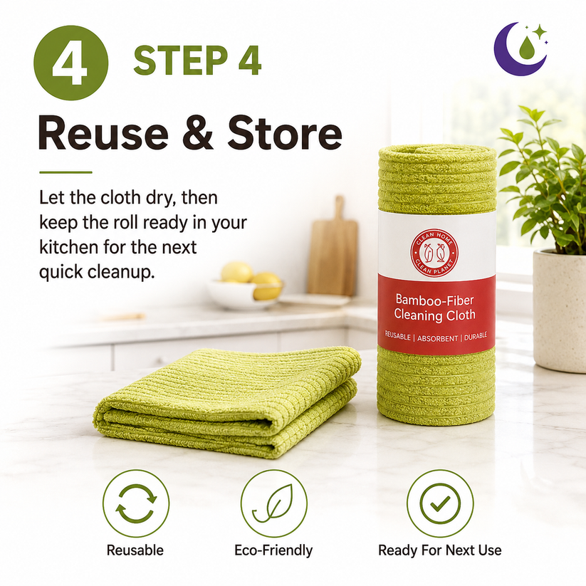 Dry and reuse kitchen cleaning cloth