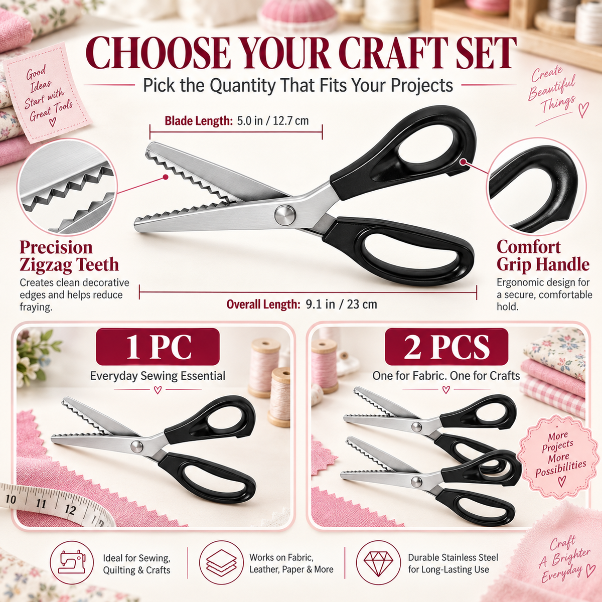 💥Special Sale🔥Stainless Steel Zig Zag Scissors with Serrated Teeth
