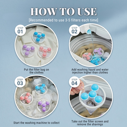 Washing Machine Filter Bag, Reusable Floating Hair Filter for Laundry