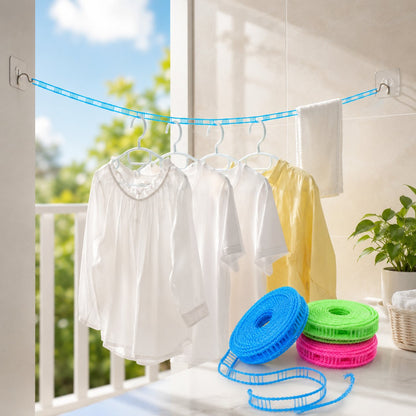 Adjustable Windproof Clothesline with Hooks