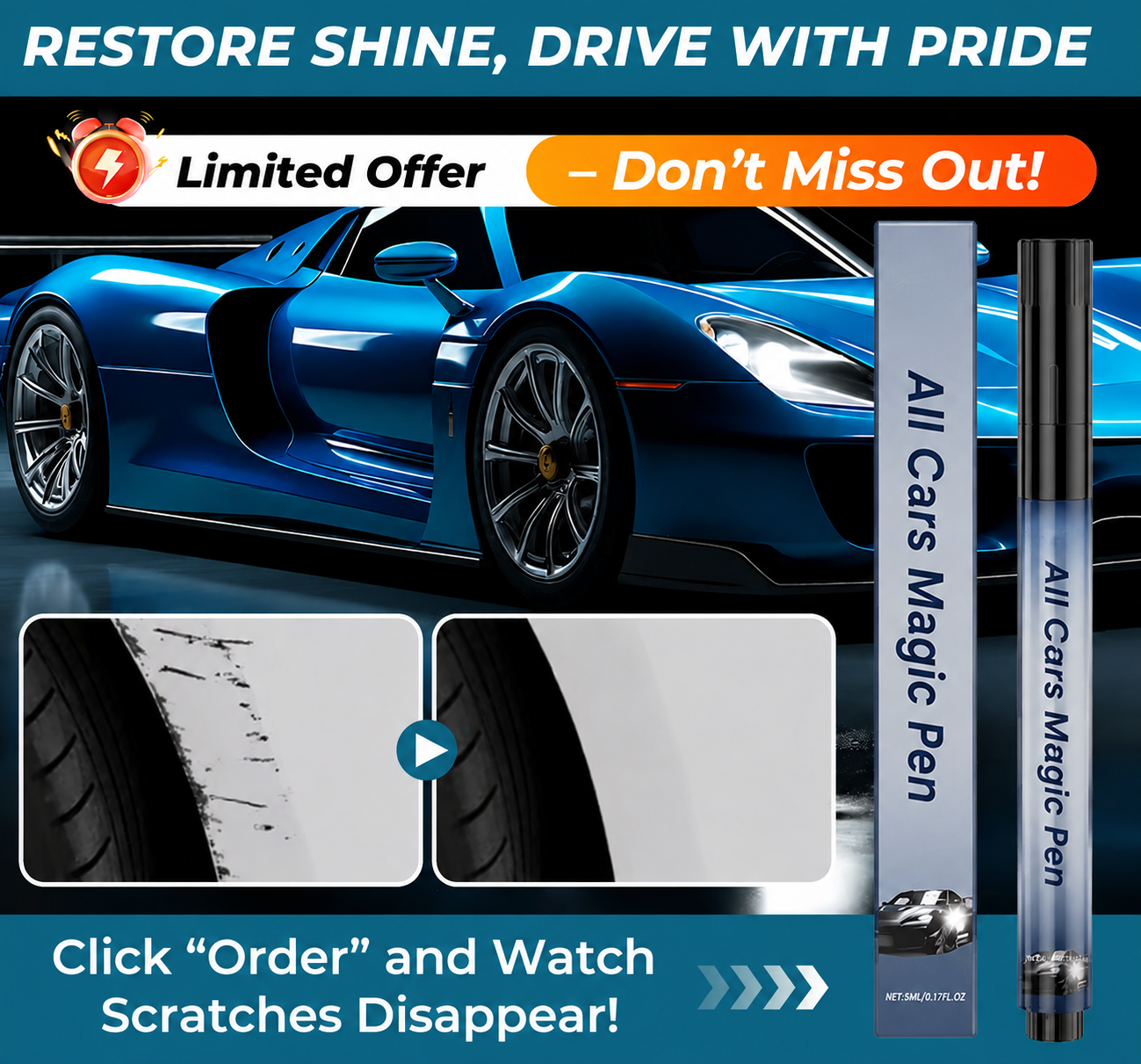 🔥🚗✨ Magic Car Scratch Removal Pen – Instant Paint Repair & Shine 🛠️🍂