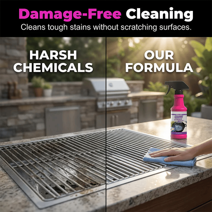 🔥 Non-Toxic Grill Cleaner - No Scrubbing, Cuts Grease In Seconds💧