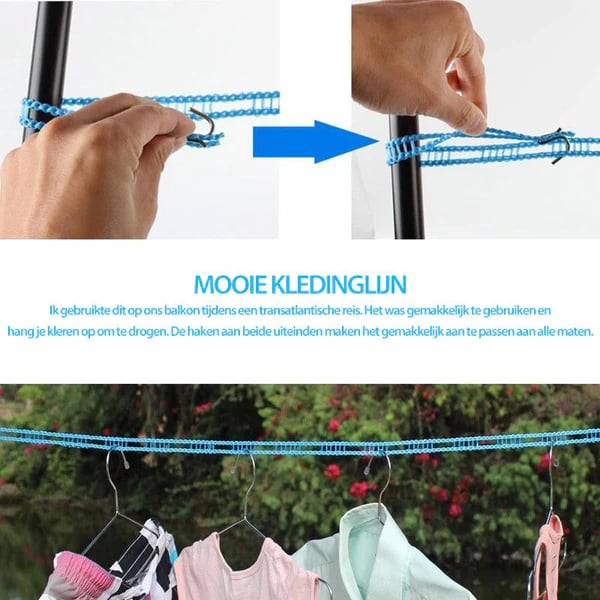 Adjustable Windproof Clothesline with Hooks