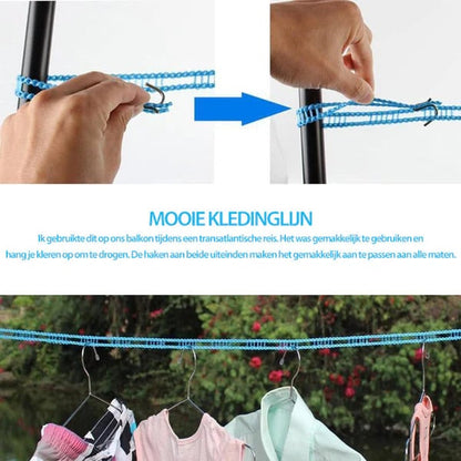 Adjustable Windproof Clothesline with Hooks