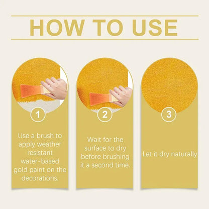 🔥2026 HOT SALE🔥🎨🏡Gold Leaf Effect Paint Set – Water-Based, Weather-Resistant Metallic Gold Paint with Brush, Ideal for Furniture, Decor & Outdoor DIY