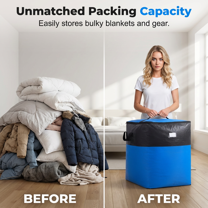 📦 50% OFF NOW! 🧳Large- Collapsible Storage and Moving Bag – Heavy-duty handles & zippered closure 🏠